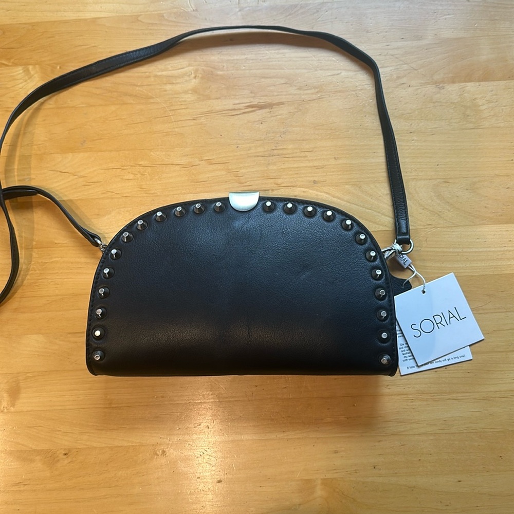 Sorial black studded Parker clutch